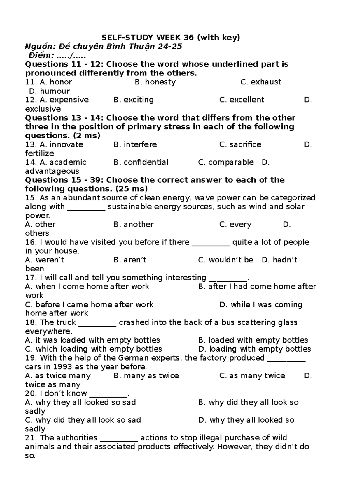 Self-study Week 36: Key Questions and Answers - Studocu