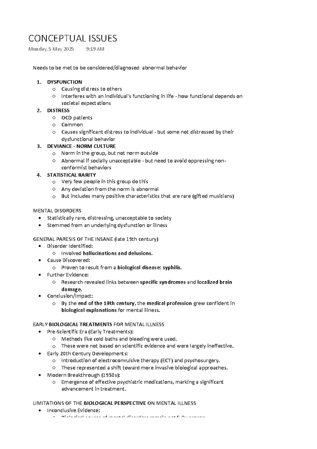 Psychology 101: Conceptual Issues in Abnormal Behavior - Studocu