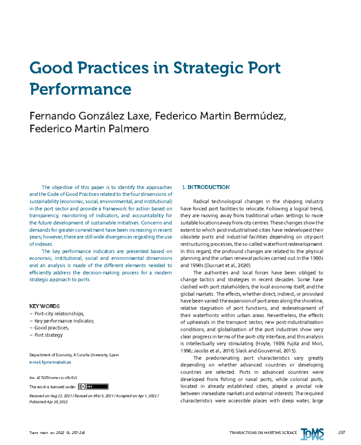 Good Practices in Strategic Port Performance (10) - Trans. marit. sci ...
