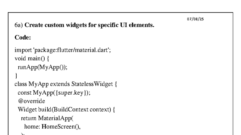 UI Flutter Lab Manual: Custom Widgets, Forms, Animations & API ...