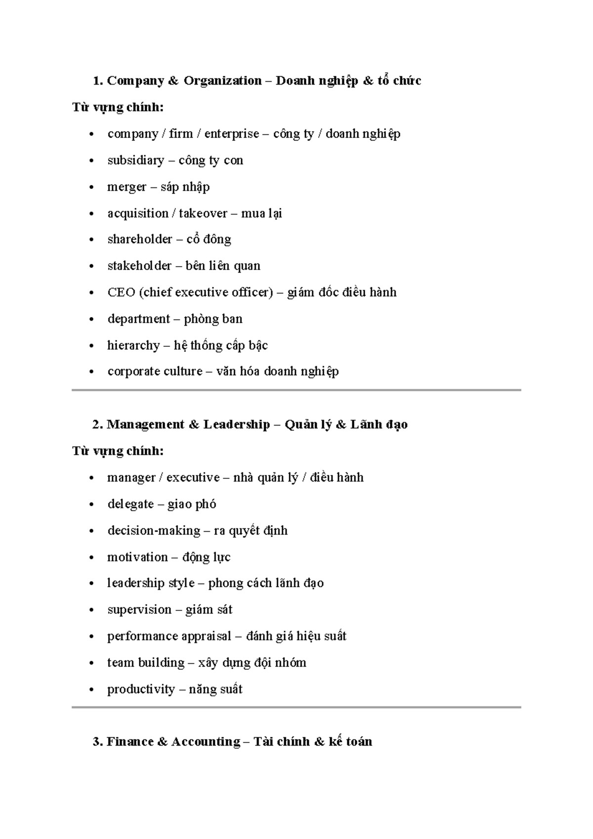 1. Vocabulary for Business Management and Economics (Course Code: E ...