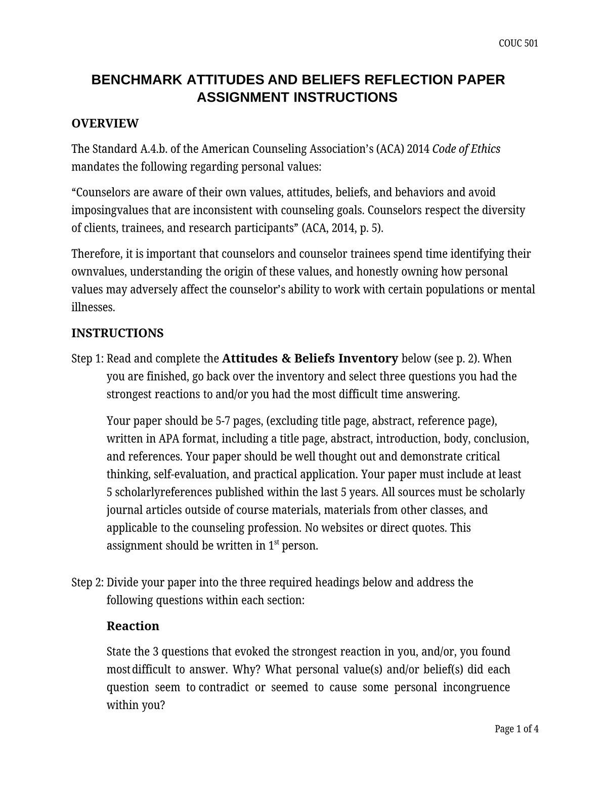 Benchmark Attitudes and Beliefs Instructions - BENCHMARK ATTITUDES AND ...