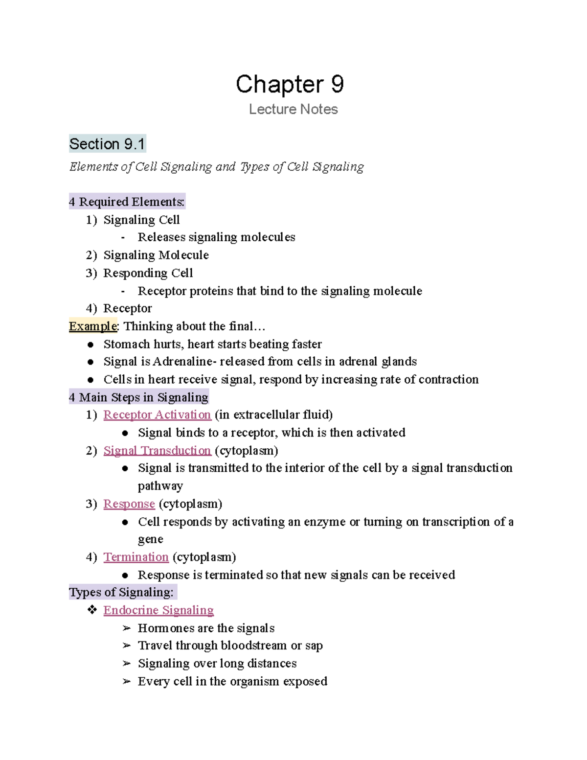 BIO 140 Chapter 9 Lecture Notes - Chapter 9 Lecture Notes Section 9 ...