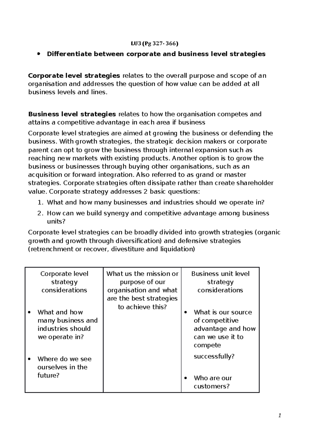 LU 3 and 4 - These business management summaries will assist you with ...