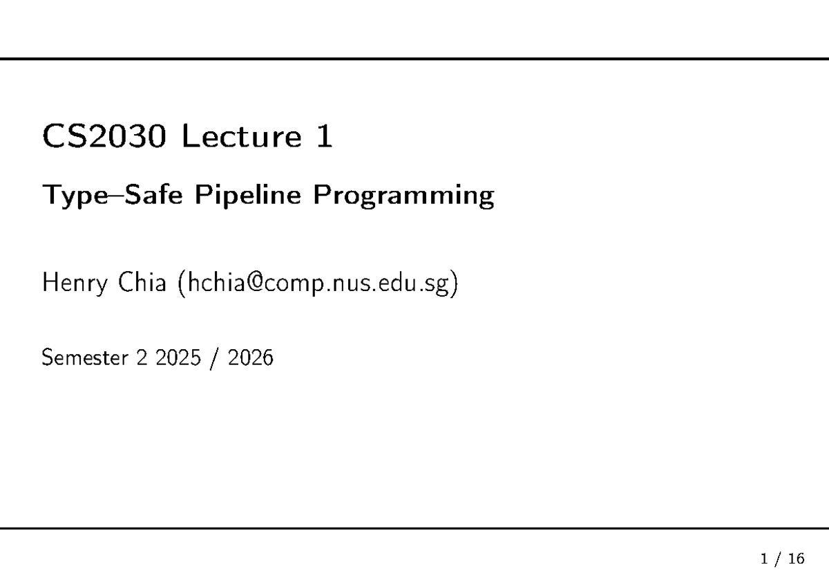 CS2030 Lecture 1: Introduction to Pipeline Programming Concepts - Studocu