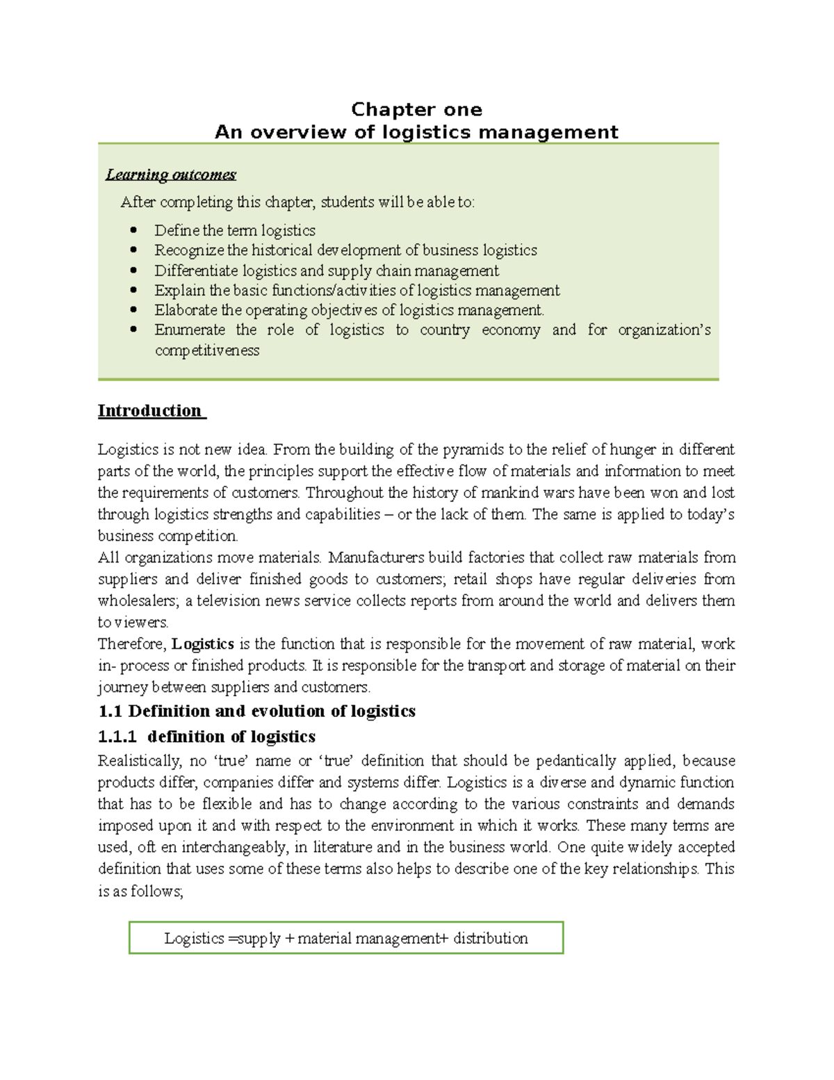 Ch 1 logistics management, risk management and supply chain management ...