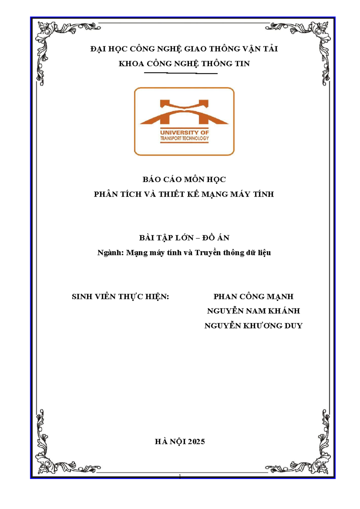 Đồ Án Phân Tích Thiết Kế Mạng Máy Tính - Mạng Máy Tính và Truyền Thông Dữ Liệu - Document Preview