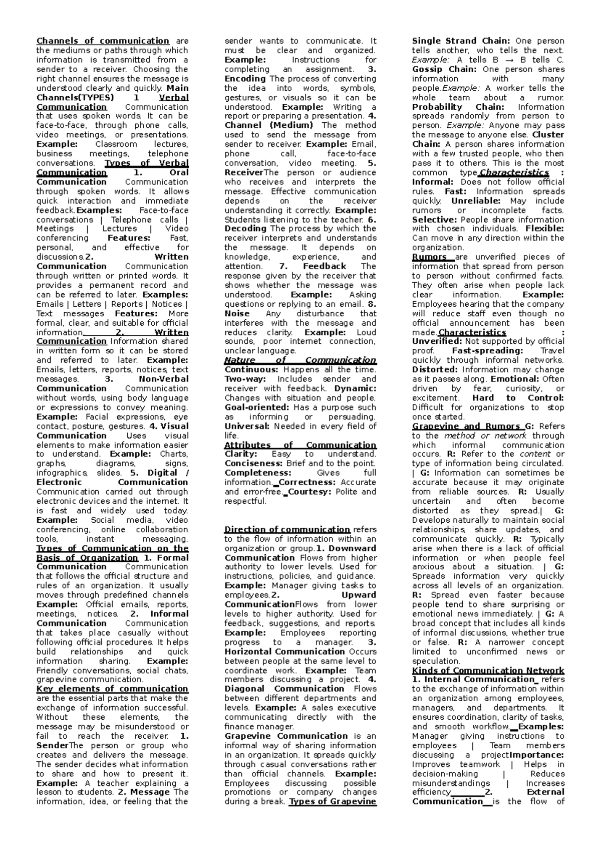 T2 - Channels of Communication: Types and Key Elements - Studocu