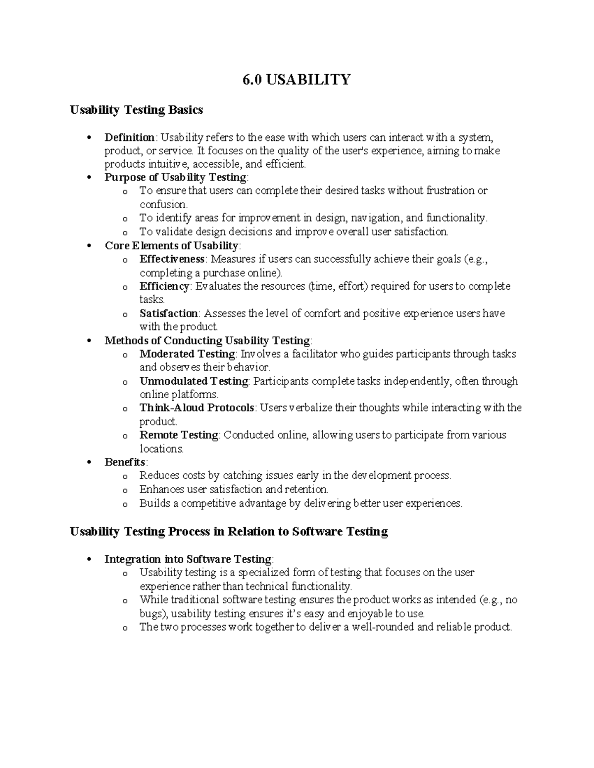 Software Testing (CS101) Comprehensive Notes on Usability, Debugging ...