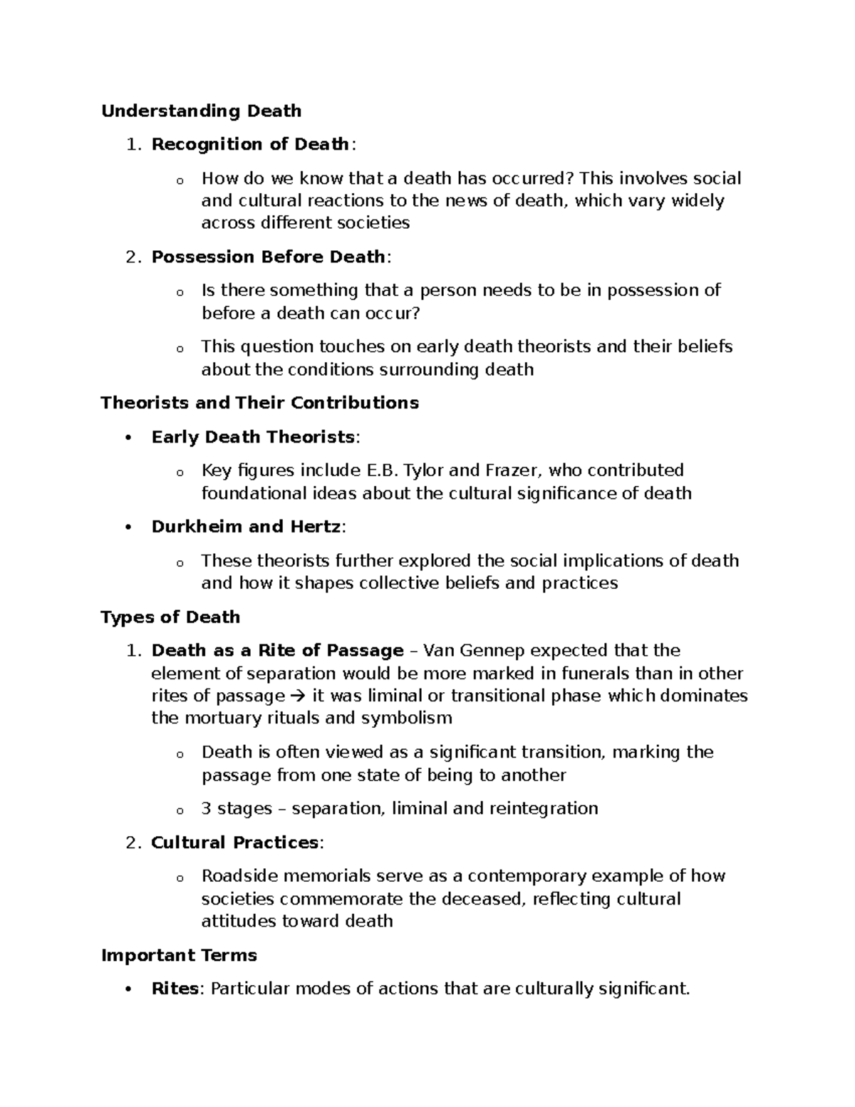 Understanding Death: Cultural Perspectives and Theoretical Insights ...