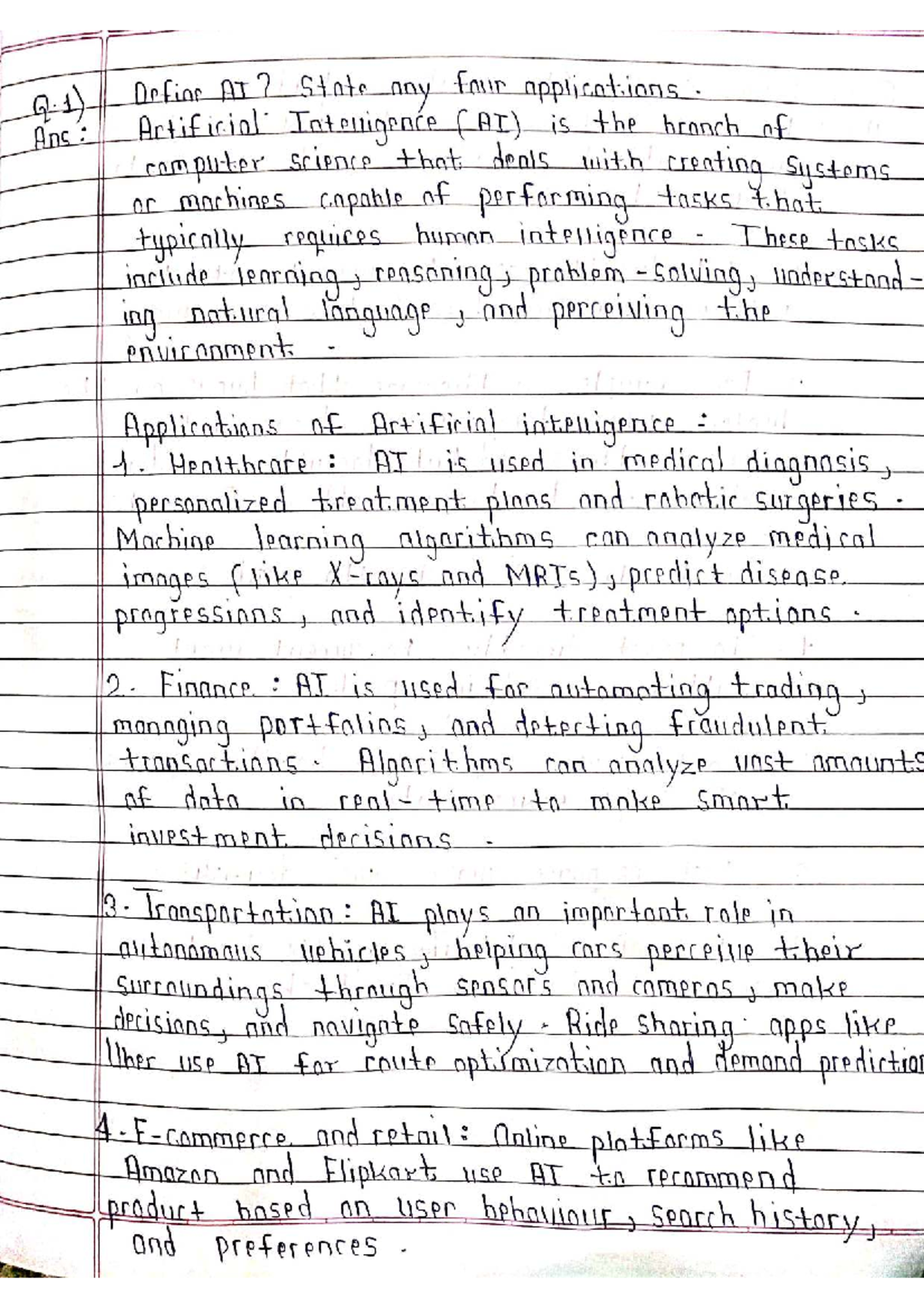 AI Assignment No. 1: Comprehensive Notes on Artificial Intelligence ...