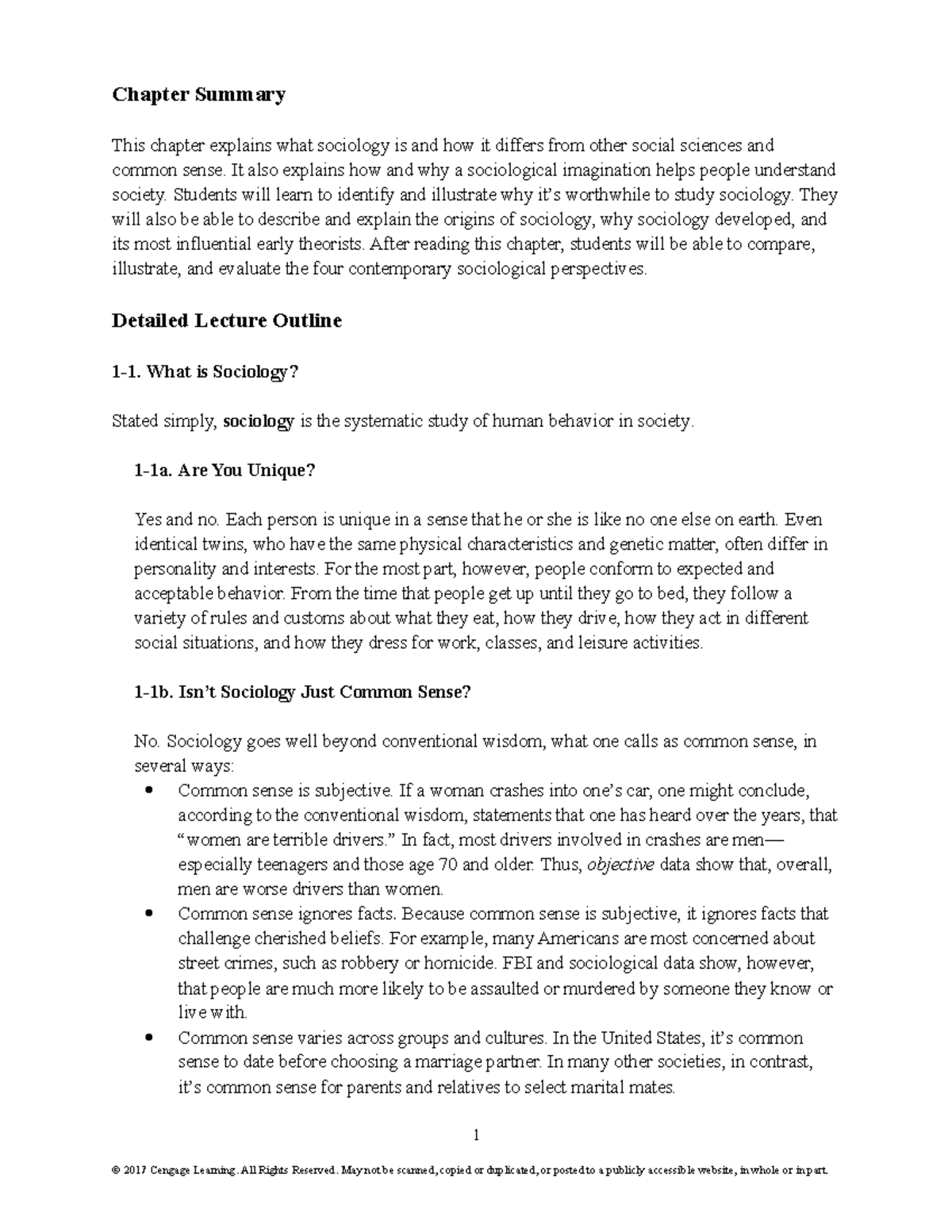Sociology Overview: Key Concepts & Theorists - Ch 1 Notes - Studocu