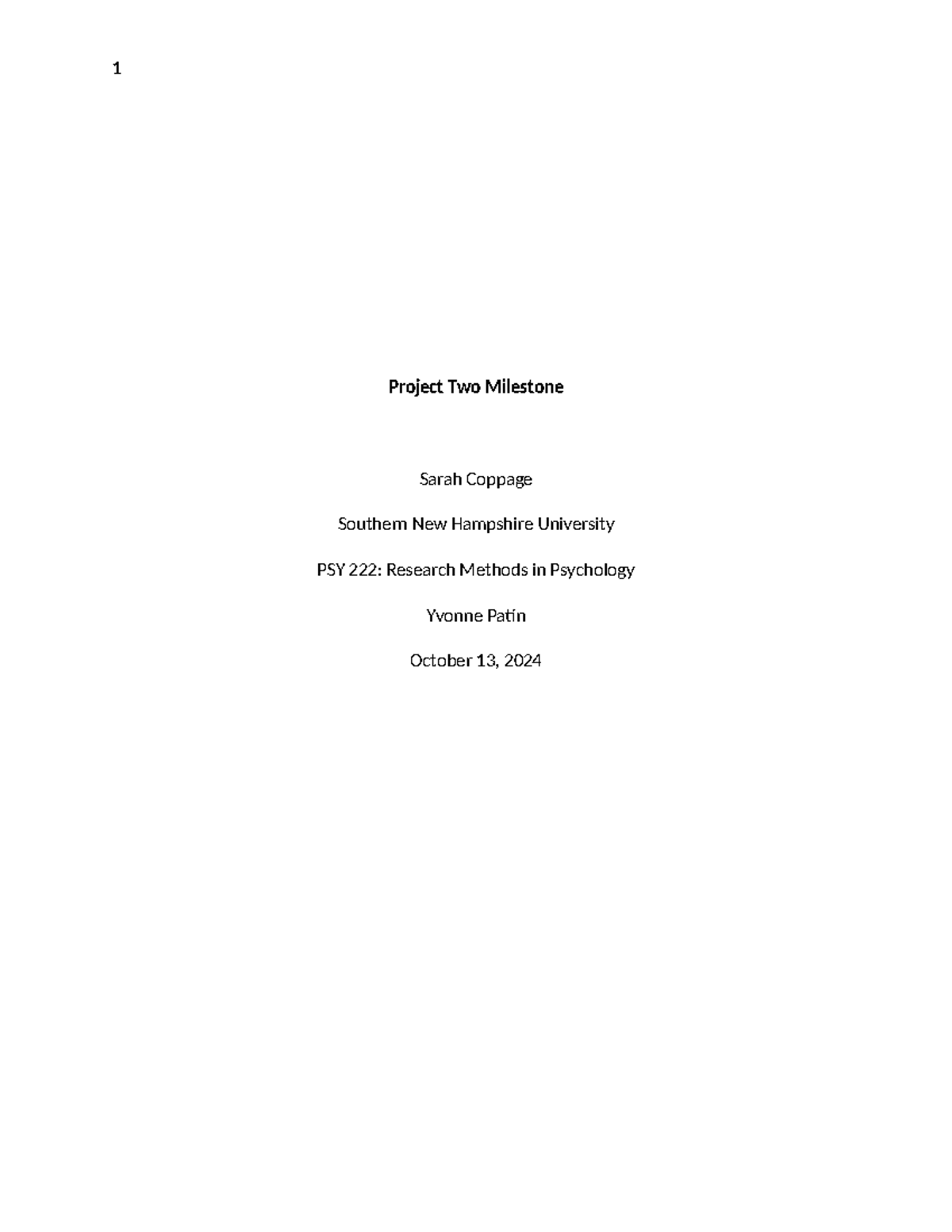 PSY222 Project Two Milestone - Project Two Milestone Sarah Coppage ...