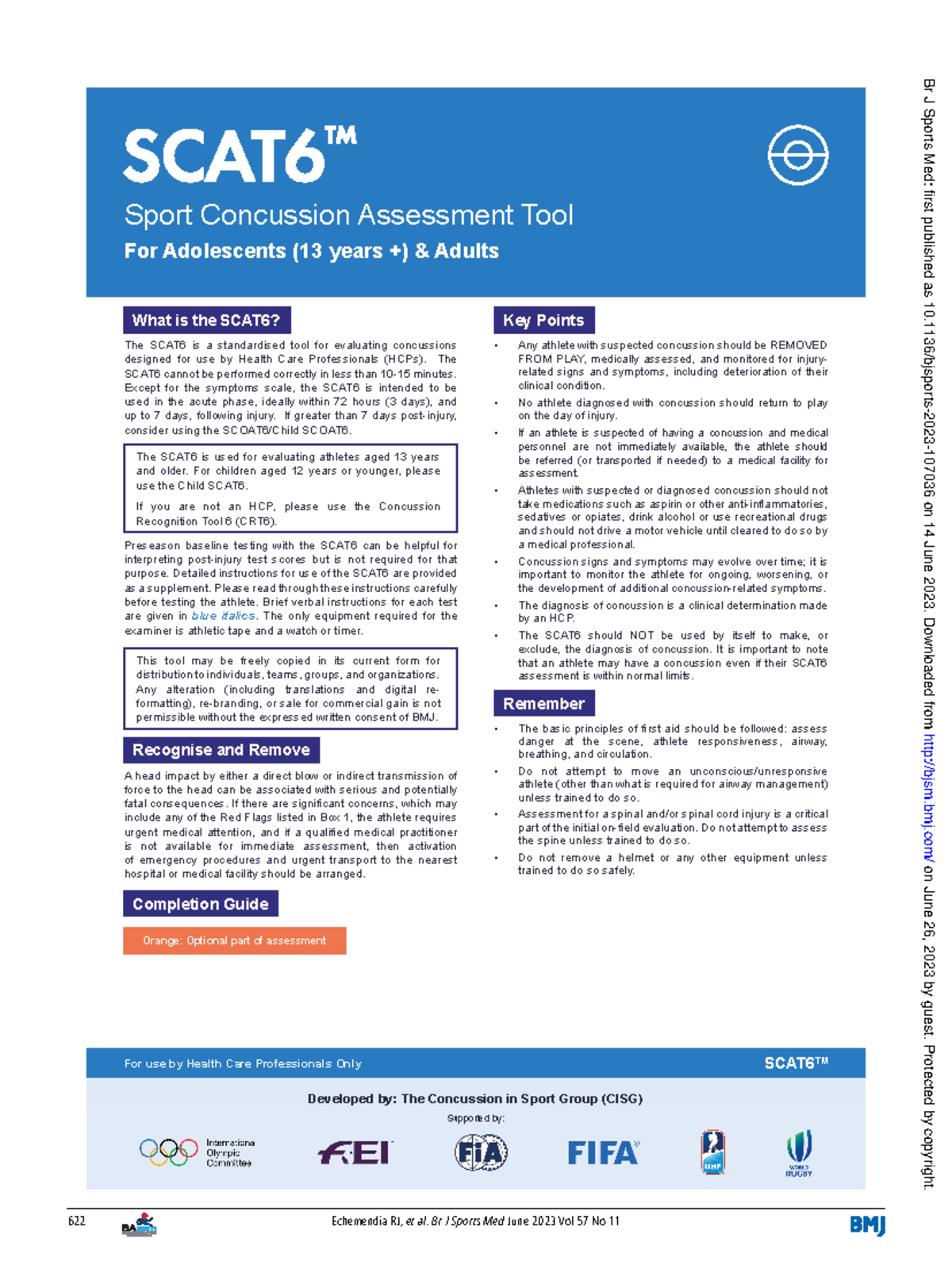 Sports Consuccion Assessment Tool 6 - Sport Concussion Assessment Tool ...