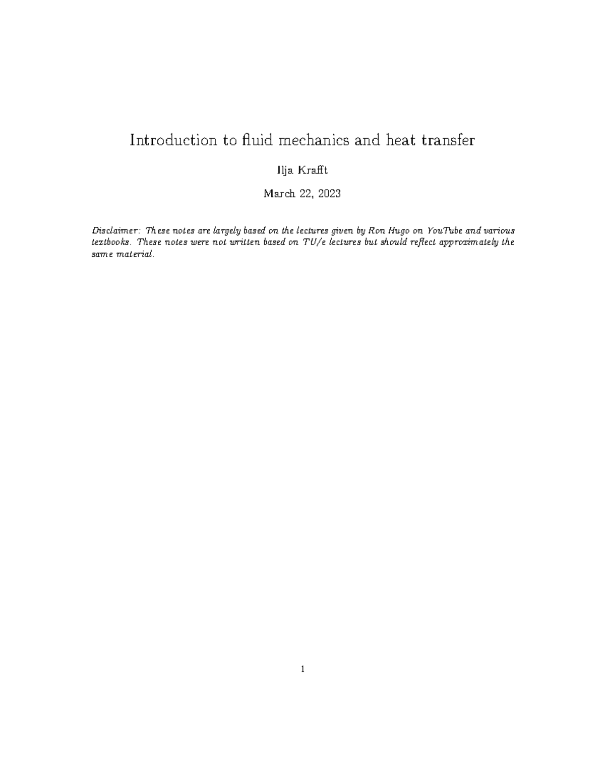 Fluid Mechanics and Heat Transfer Lecture Notes (March 2023) - Studeersnel