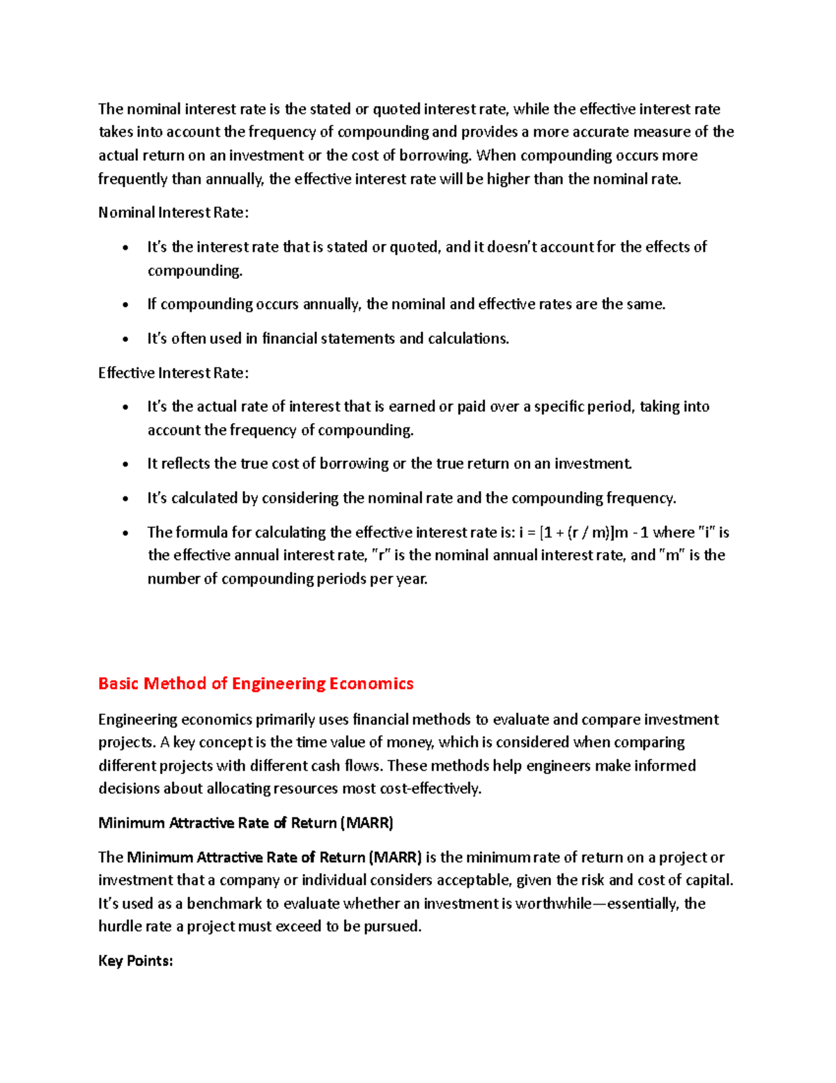 Engineering Economics: Interest Rates, MARR, and Risk Analysis - Studocu