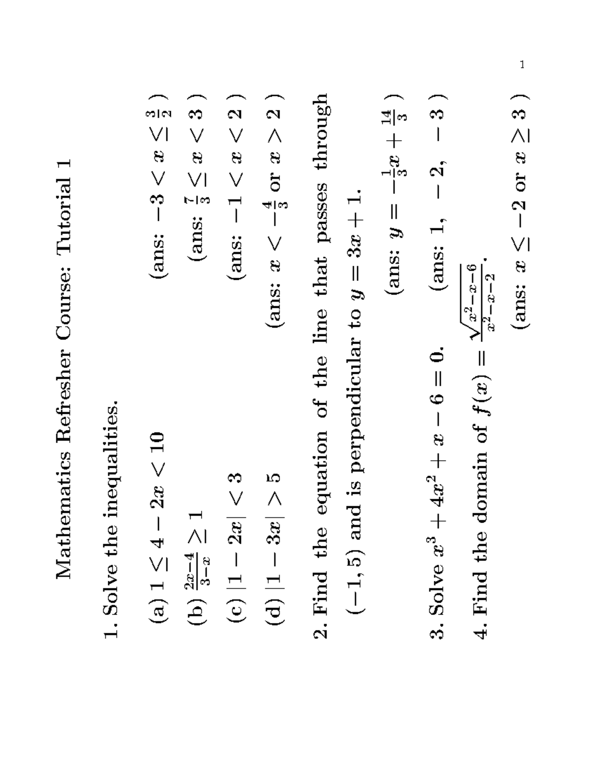 Tutorial Question 1Mathematics A Tutorial 1 Answer Mathematics A ...
