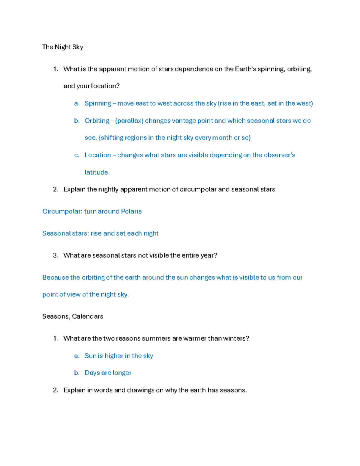 Comparative Planetary Science Notes for ASTRO-101 Class - The Night Sky ...