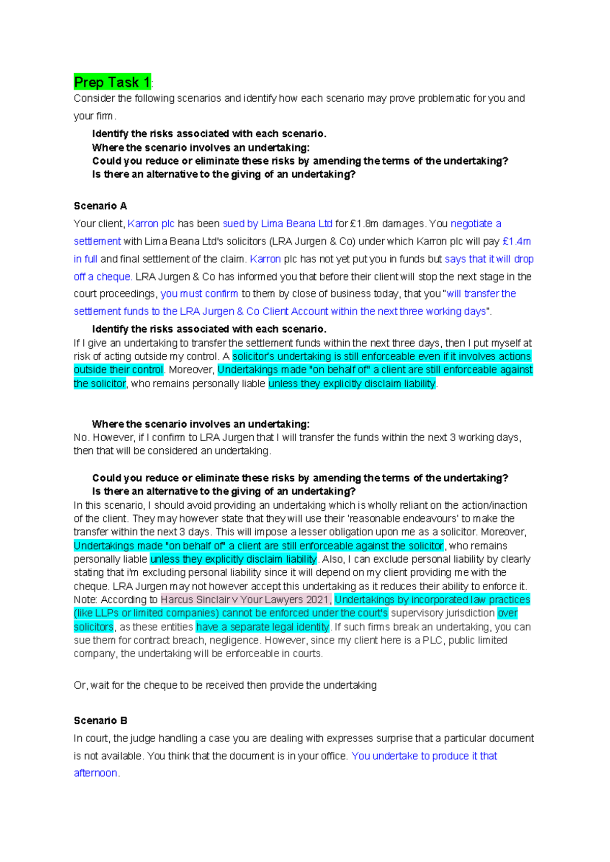 PCR (Unit 2) LSSS - Risk Assessment Scenarios and Undertakings Analysis ...