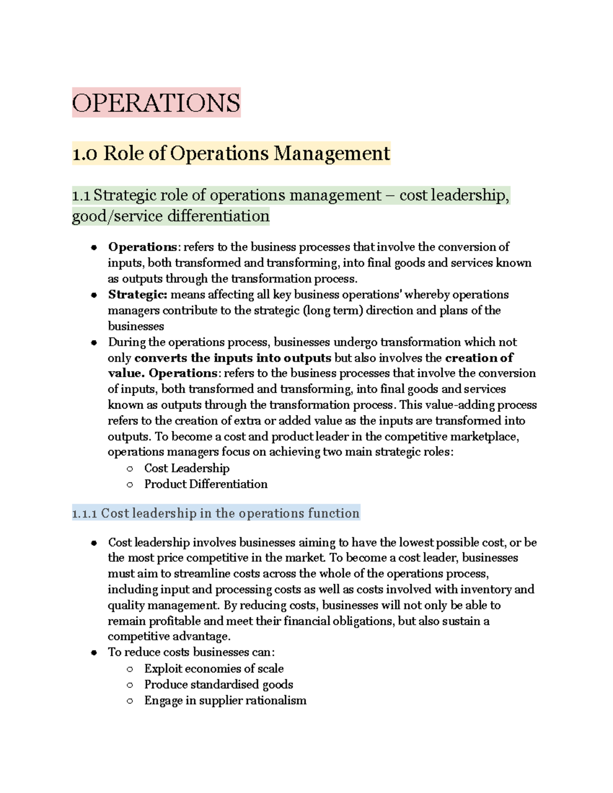 Operations 1.0: Strategic Role of Operations Management in Business ...