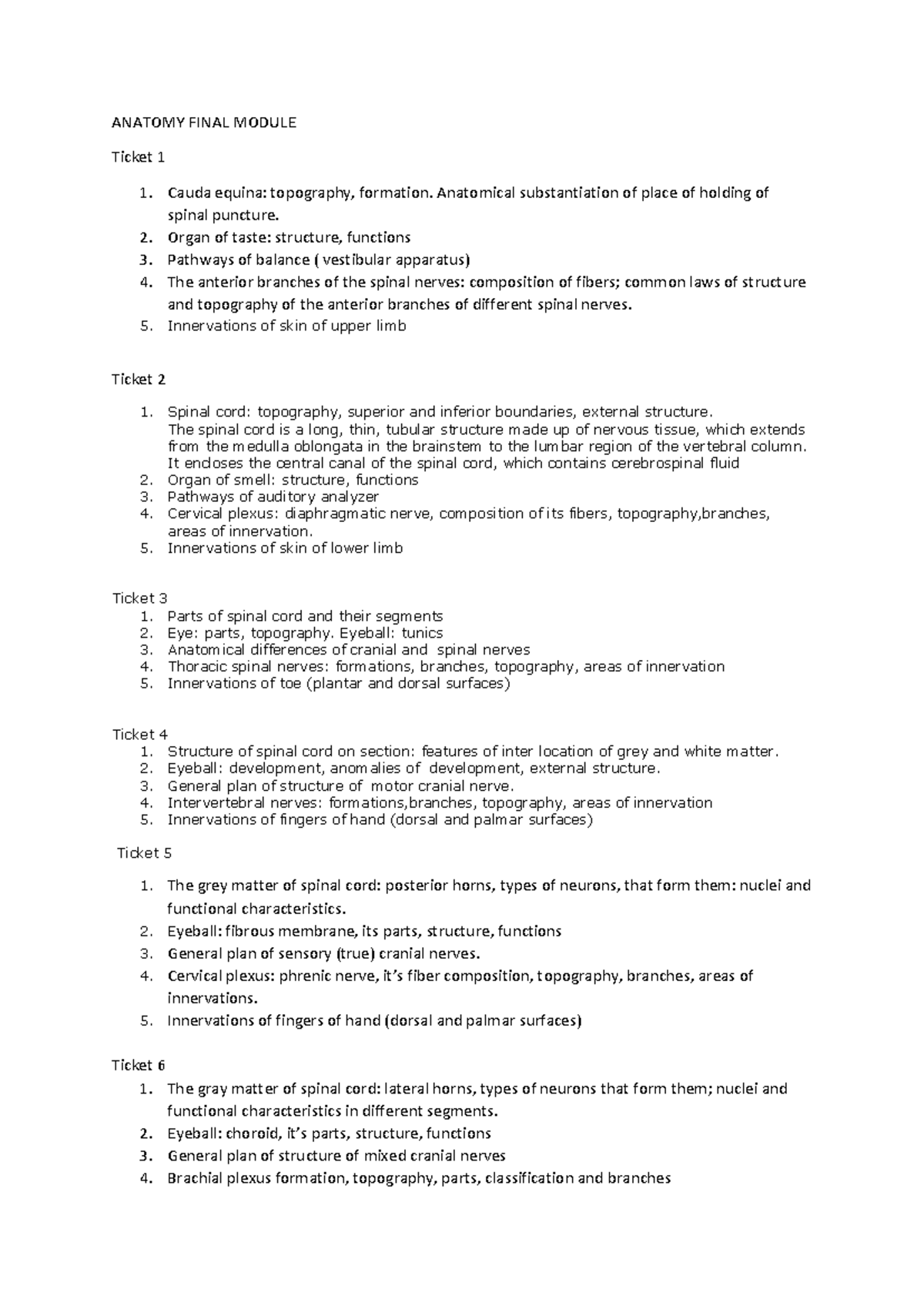 Anatomy Final Exam Module - Comprehensive Study Guide - Studocu
