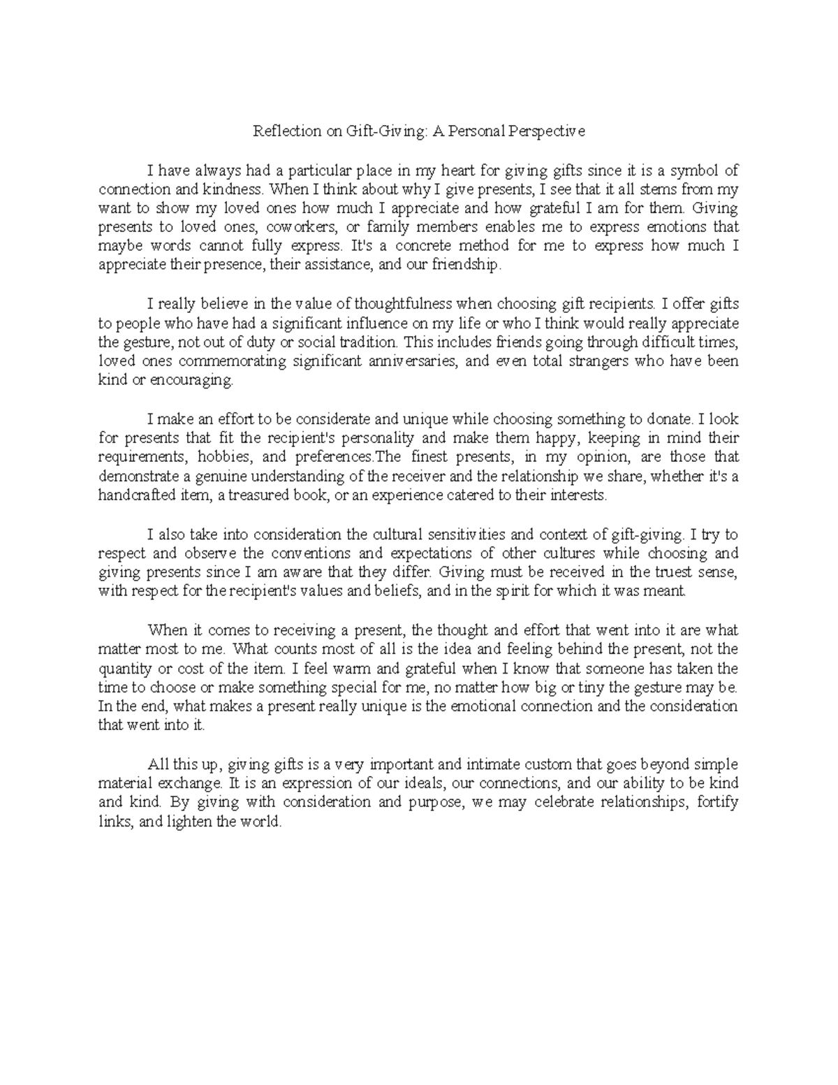 Gift-Giving - hello - Reflection on Gift-Giving: A Personal Perspective ...