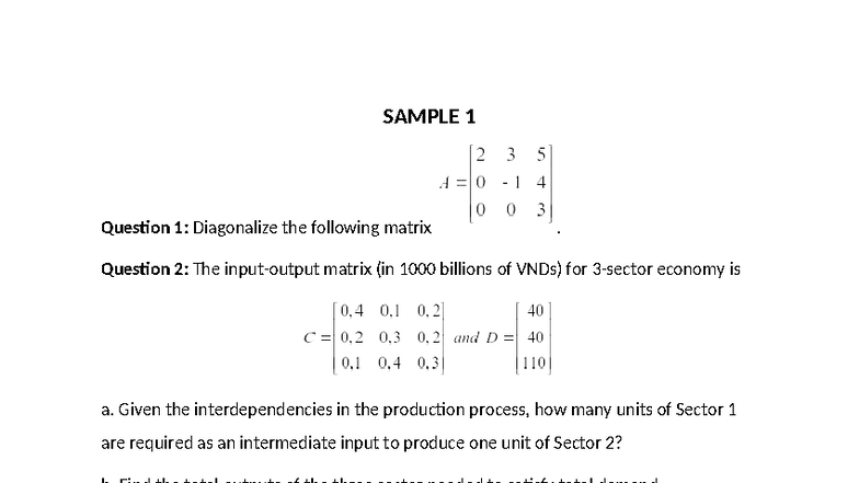Final Exam - Sample Questions for Advanced Mathematics CLC - Studocu