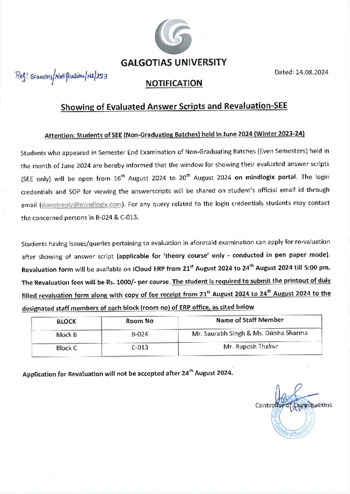 SEE Evaluation & Revaluation Process Notification - June 2024 - Studocu