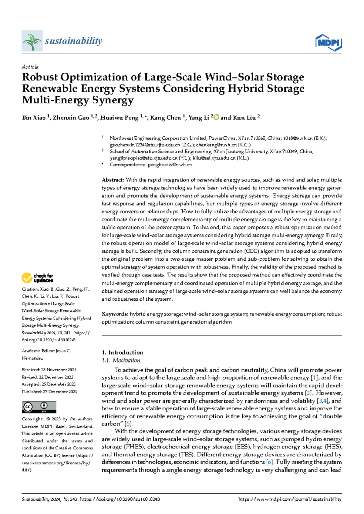 Robust Optimization of Hybrid Energy Storage Systems for Sustainability ...
