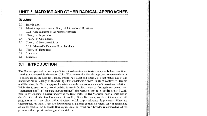 Unit 3: Marxist and Radical Approaches to International Relations - Studocu
