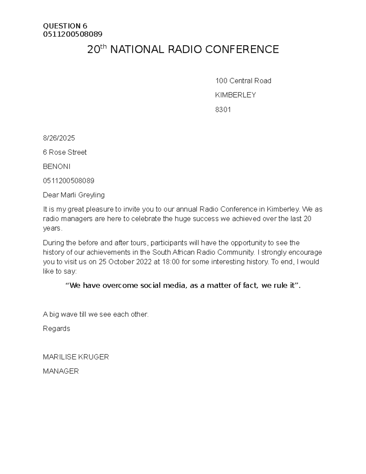 20th National Radio Conference Invitation - Kimberley 2022 - Studocu