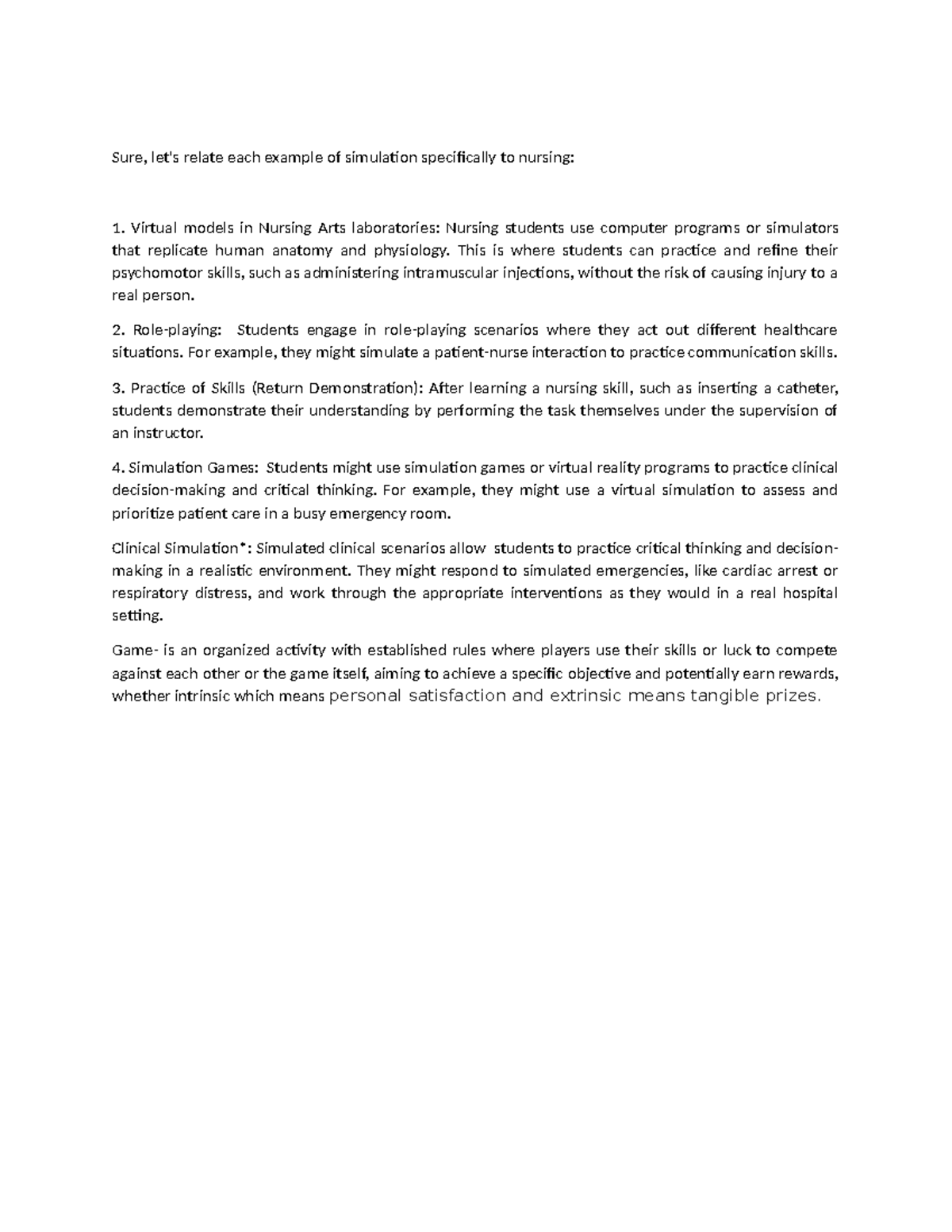 NUR 201: Health Education Simulation Techniques for Nursing Students ...