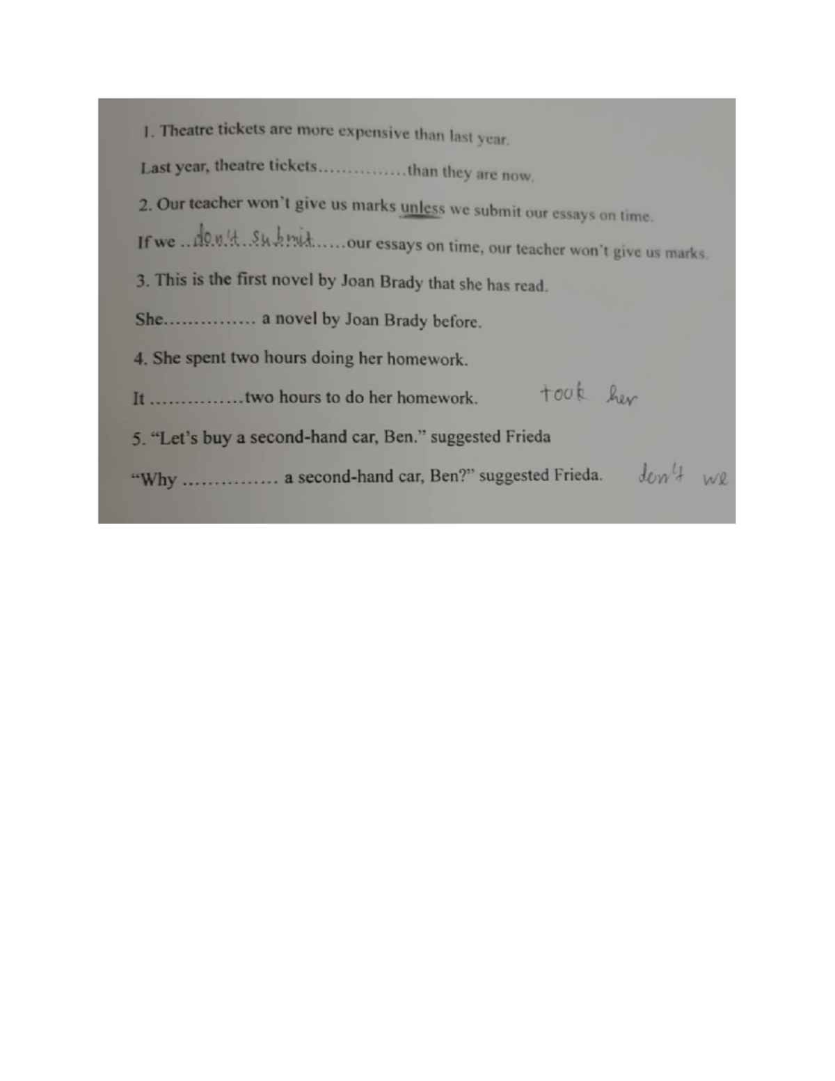 B1 Writing Practice: Sentence Completion Exercises - Studocu