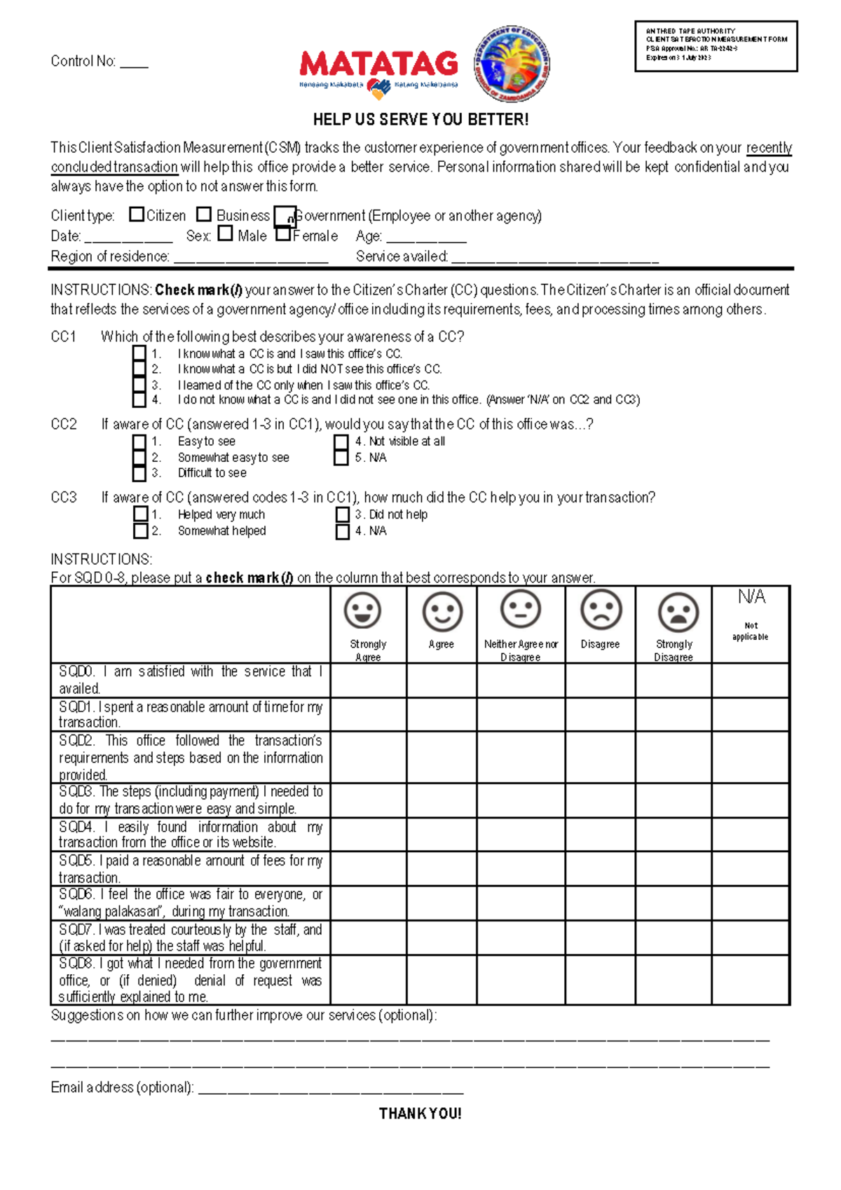 Client Satisfaction Measurement Form - CSM - Editable Version - Studocu