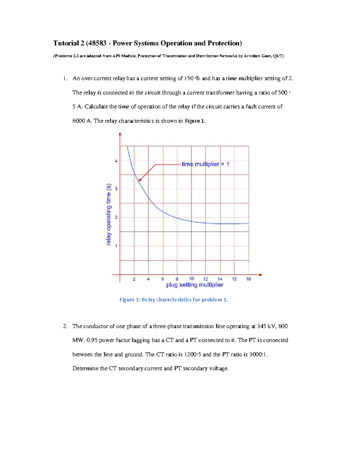 Tutorial 2 Solutions (48583 Power Systems Operation and Protection ...