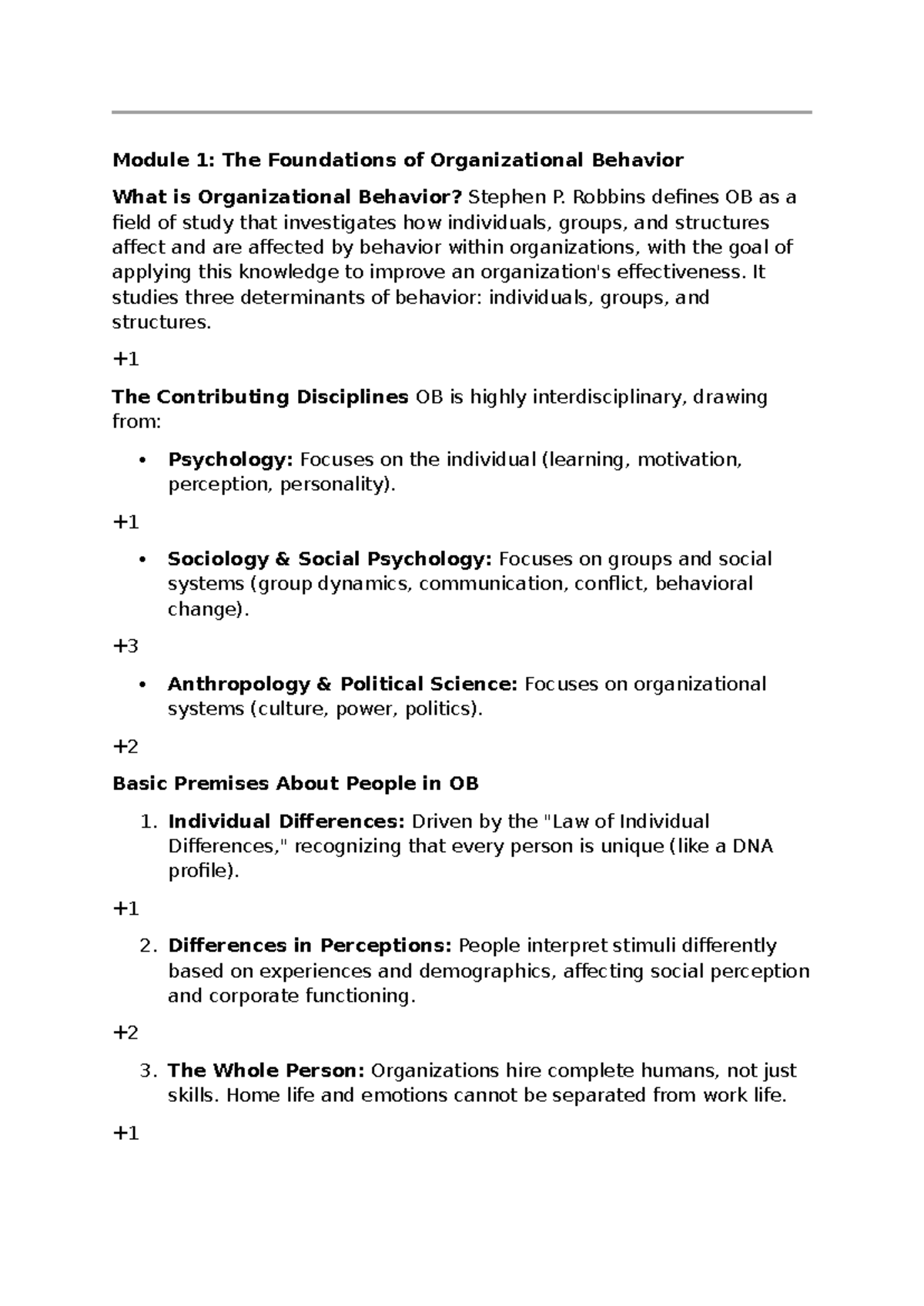 Module 1: Foundations of Organizational Behavior - Key Concepts and ...