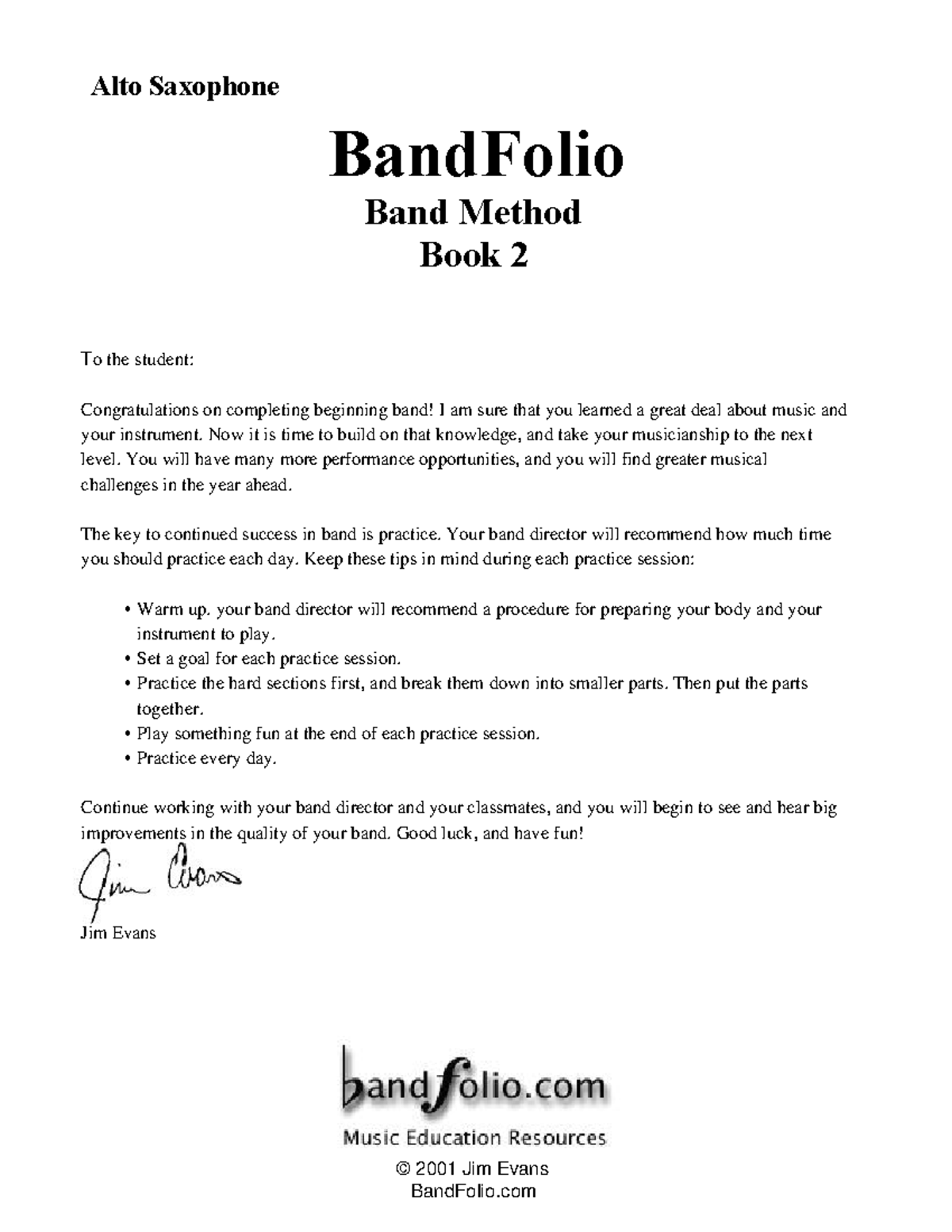Alto Saxophone Band Method Book 2: Practice Tips & Techniques - Studocu
