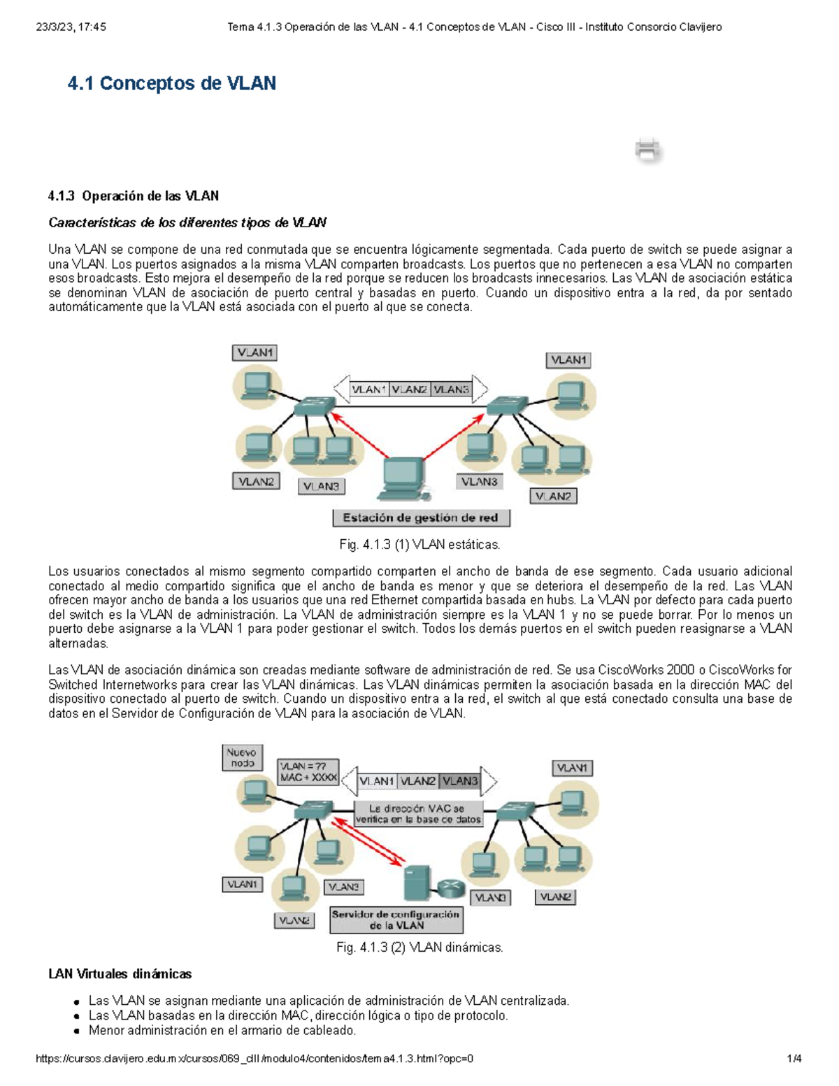 Tema 4.1.3: Operación y Configuración de VLANs en Redes - Studocu