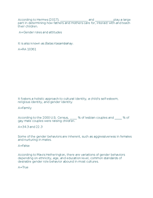 Gender and Society Quiz 2 - GENDER AND SOCIETY PRELIMS- QUIZ 1 By ...