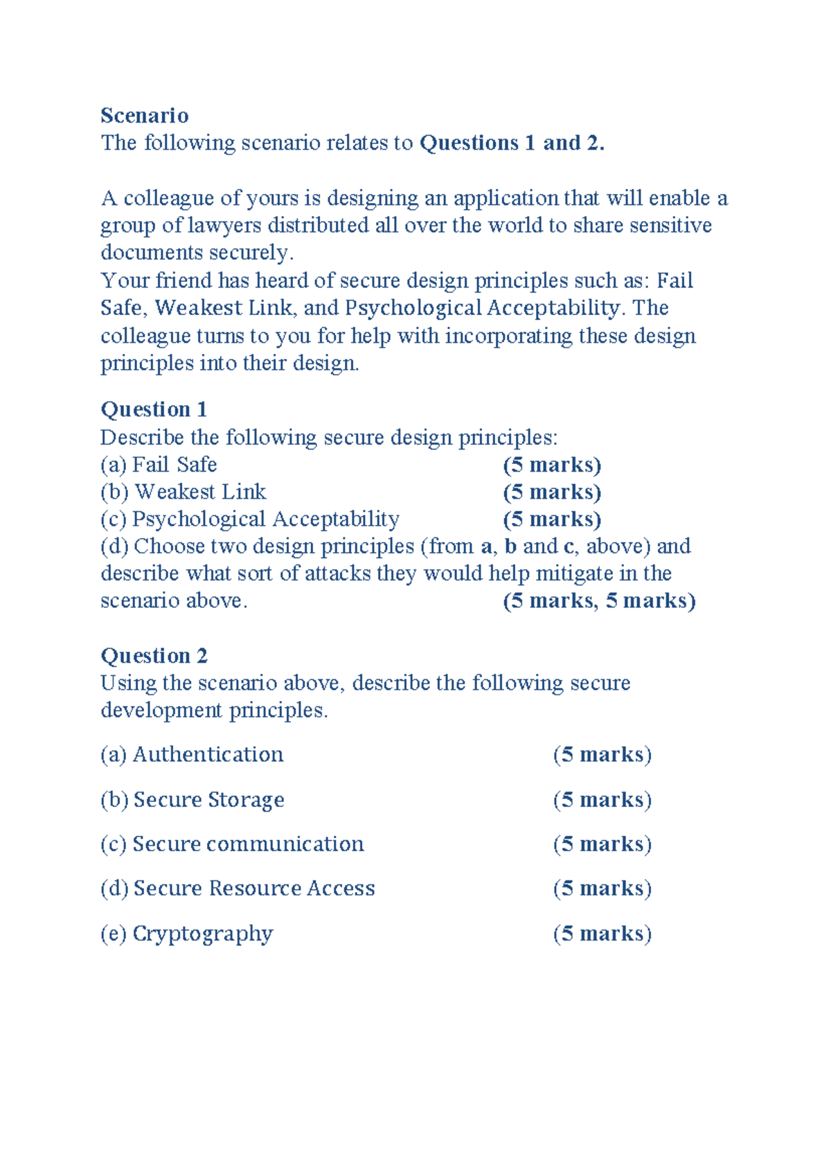 CS 101 Midterm Exam: Secure Design Principles & Development Concepts ...