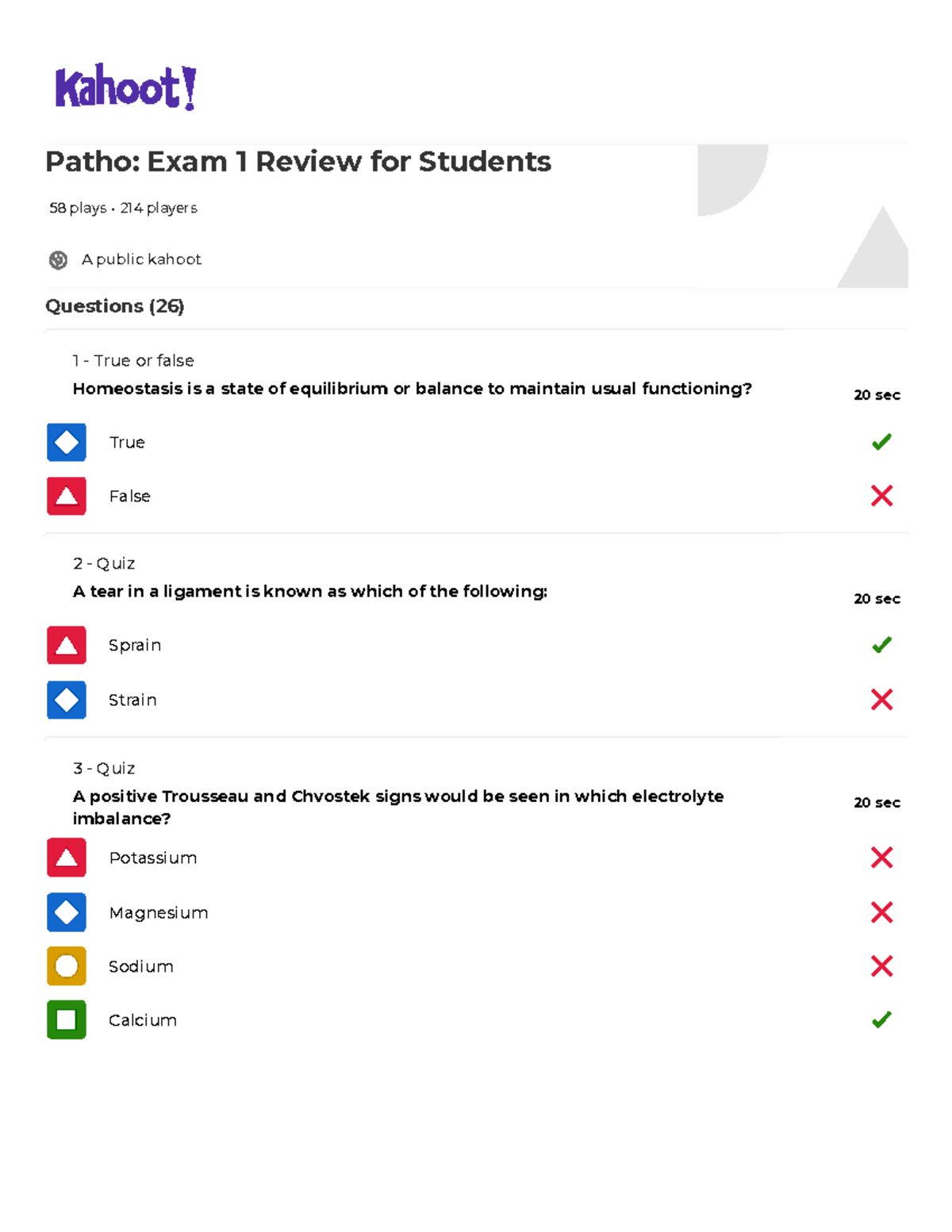 Patho Exam 1 Review Kahoot: Key Concepts & Quiz Questions - Studocu