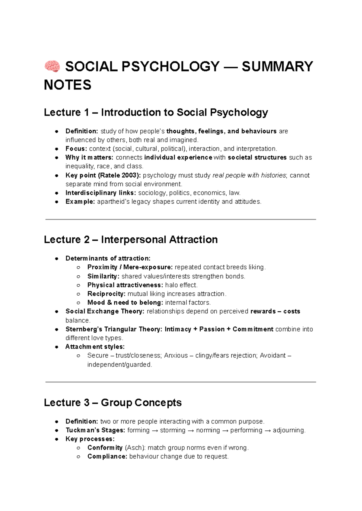 SOCIAL PSYCHOLOGY 101: Comprehensive Summary Notes - Studocu