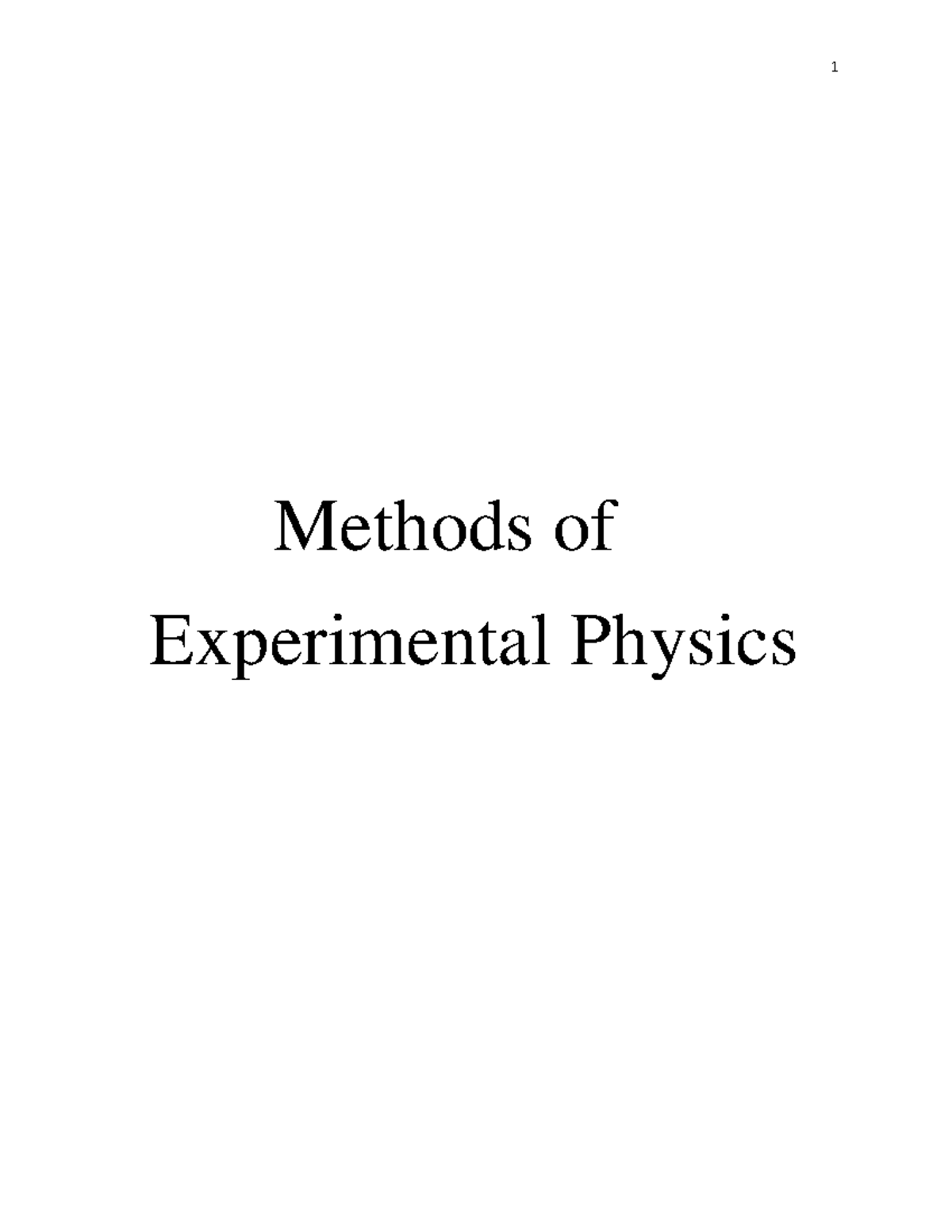 Methods of Experimental Physics: Comprehensive Study Notes - Studocu