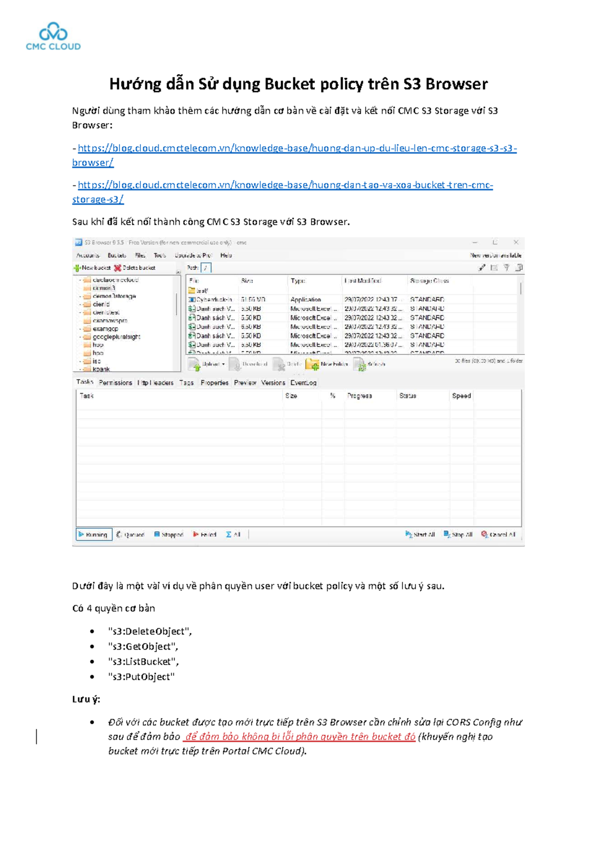 Hướng dẫn Bucket Policy trên S3 Browser cho CMC S3 Storage - Studocu