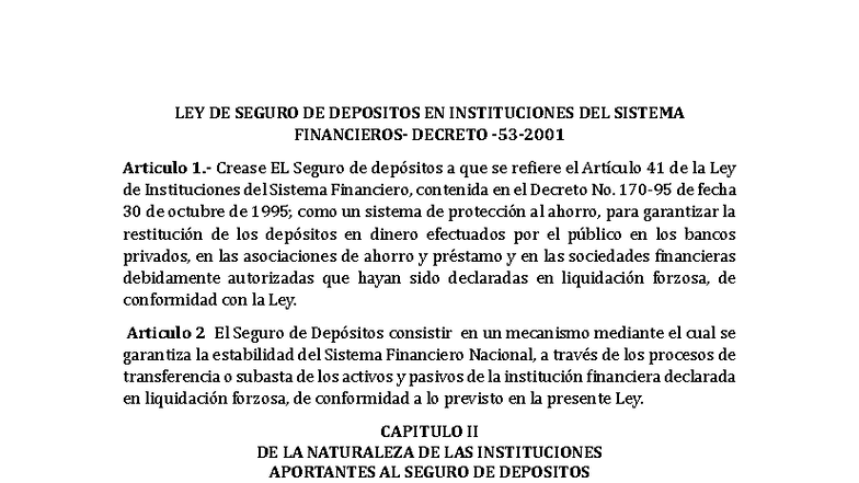 LEY DE SEGURO DE DEPÓSITOS Y PROTECCIÓN AL CONSUMIDOR - FOSEDE - Studocu