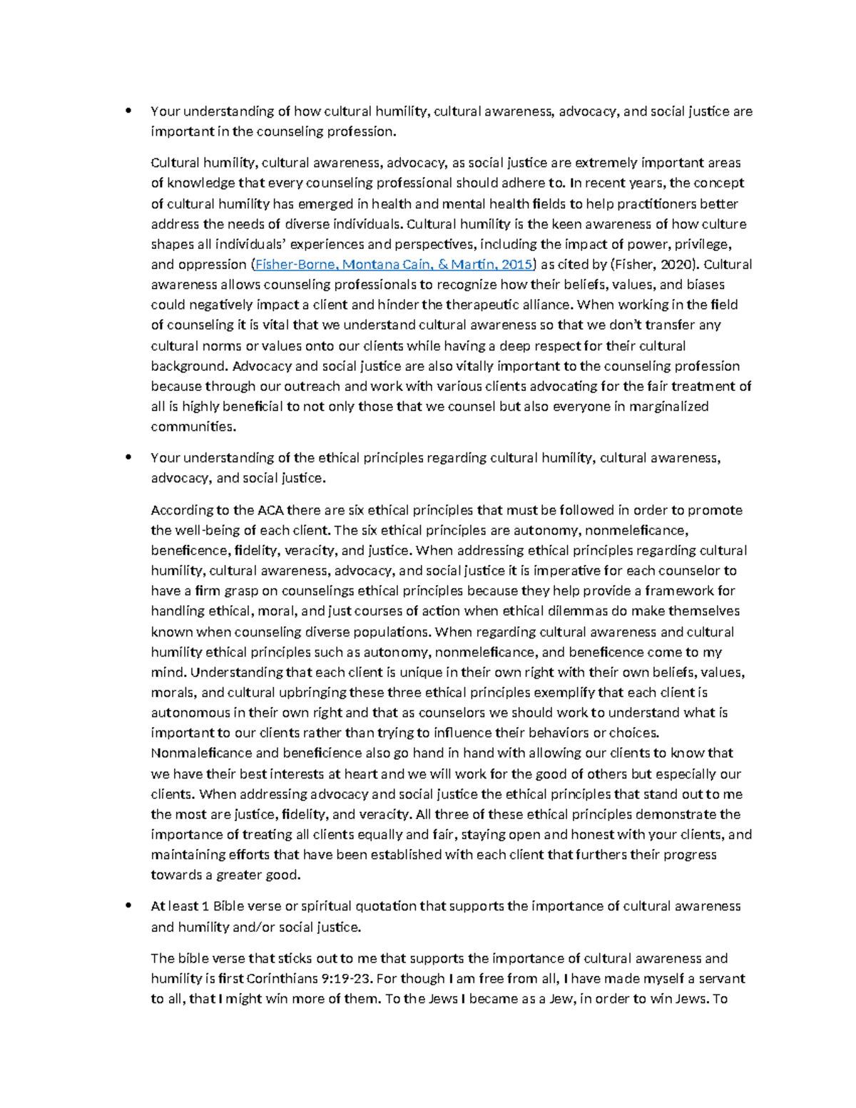 PSY 301 Week 5 Discussion Post: Cultural Humility & Social Justice ...