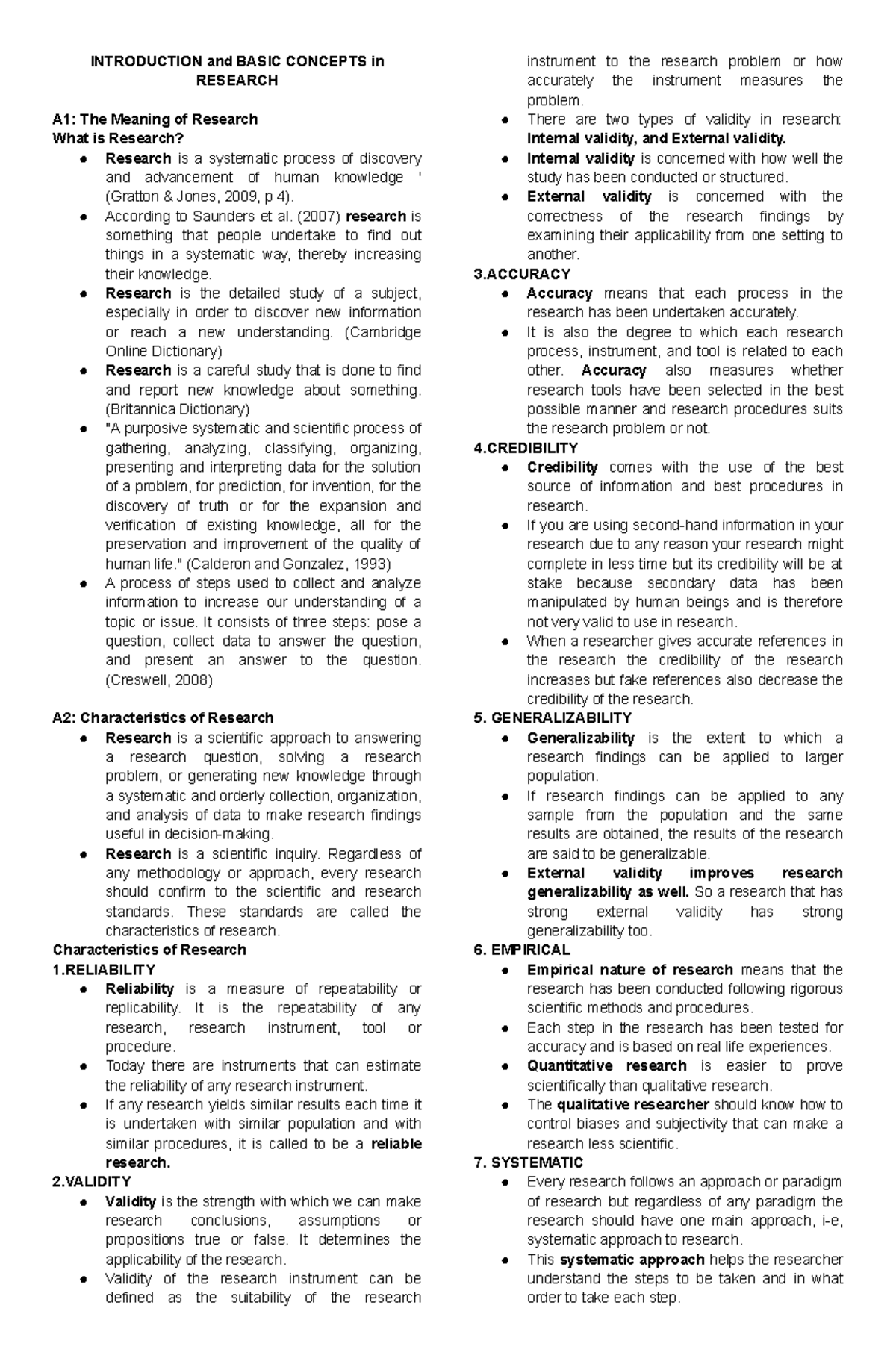 Research Basics: Key Concepts and Characteristics in Edu Research - Studocu
