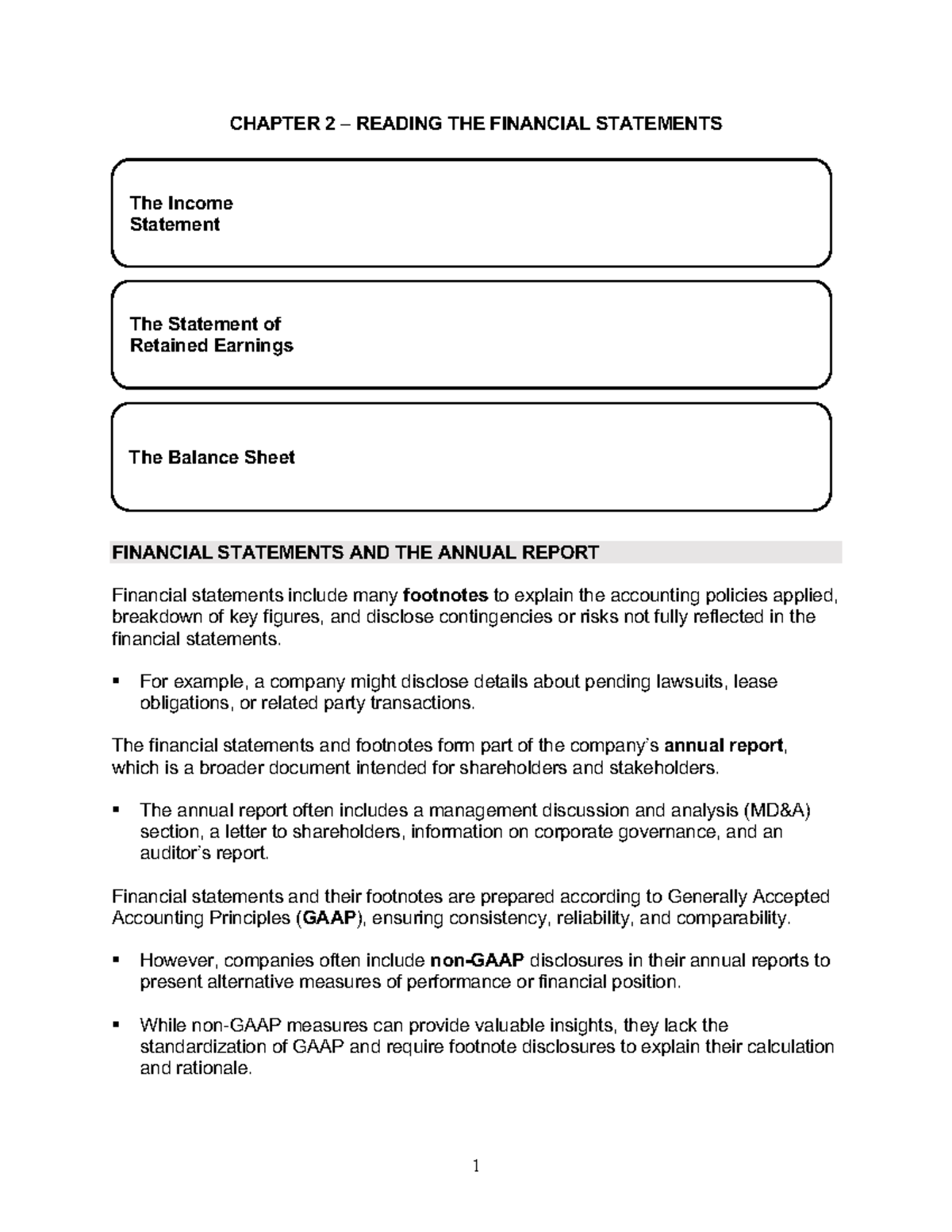 CHAPTER 2: READING FINANCIAL STATEMENTS - LECTURE NOTES - Studocu