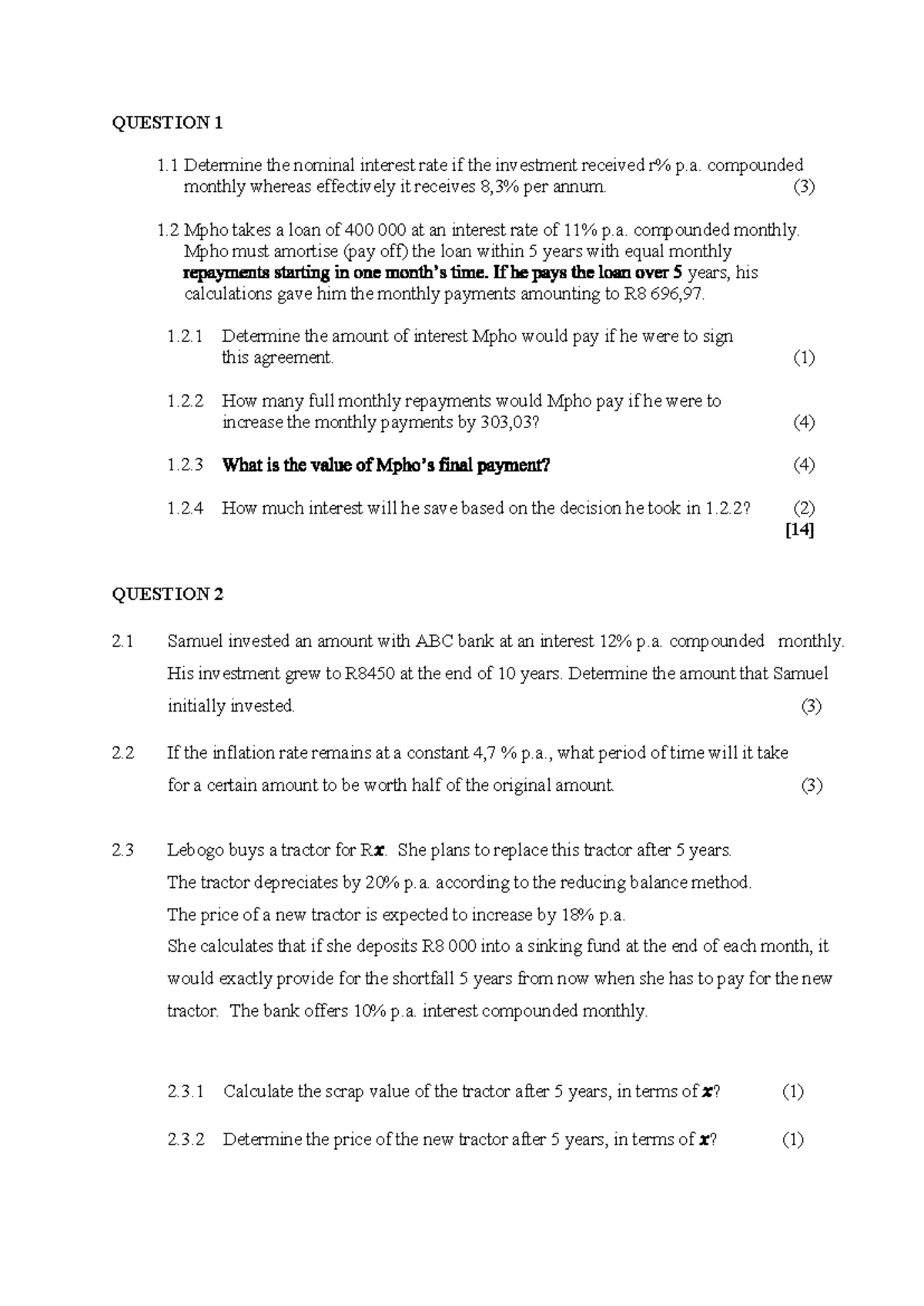 Financial Mathematics: Interest Rates, Loans, and Investments Analysis ...