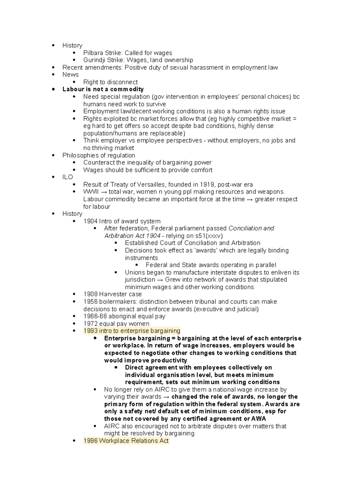Employment Law Overview - Class 2 LAWS3028/JURD T1 2025 (Vyas) - Studocu